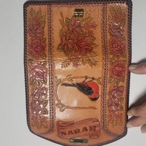 Handcrafted leather women's wallet check book holder.